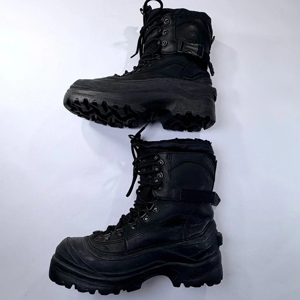 Sorel Conquest Winter Boots Mens 8 Black‎ Waterproof Insulated Rugged Gorpcore